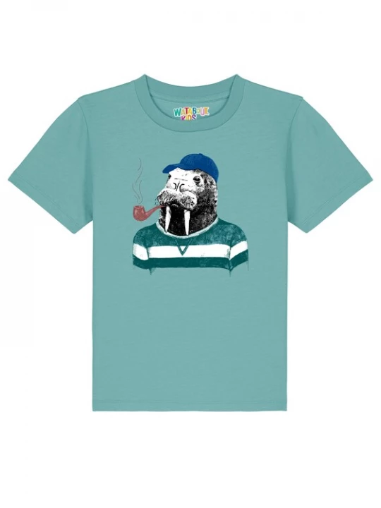 Foto van product watabout.kids Shirt 'Walross' royal blue / koningsblauw / cyaan blauw / smaragd / wit
