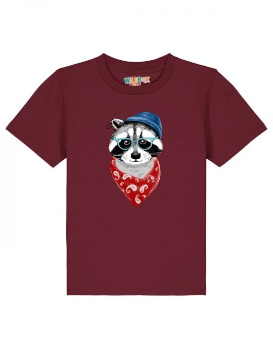 Foto van product watabout.kids Shirt 'Waschbär' grijs / bordeaux / zwart / wit