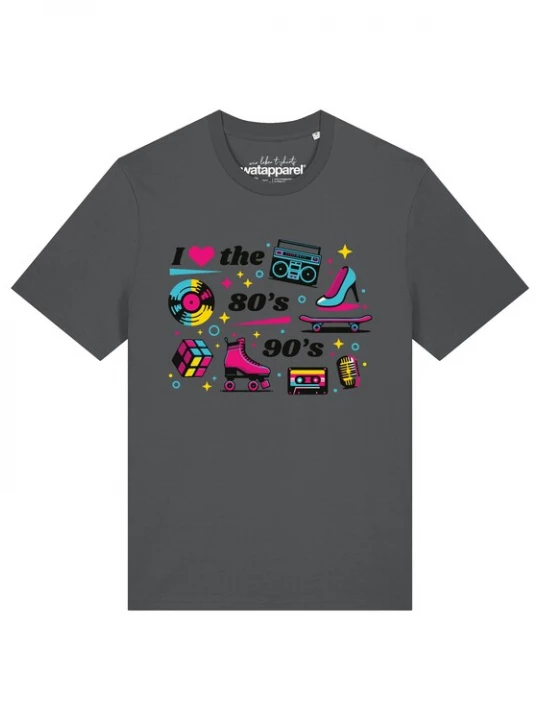 Foto van product Watapparel Shirt '80s Love' antraciet / pink