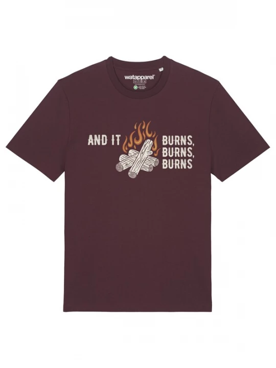 Foto van product Watapparel Shirt 'And It Burns' oranje / wijnrood / natuurwit
