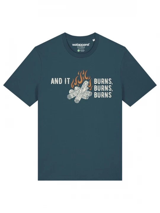 Foto van product Watapparel Shirt 'And It Burns' petrol / oranje / natuurwit