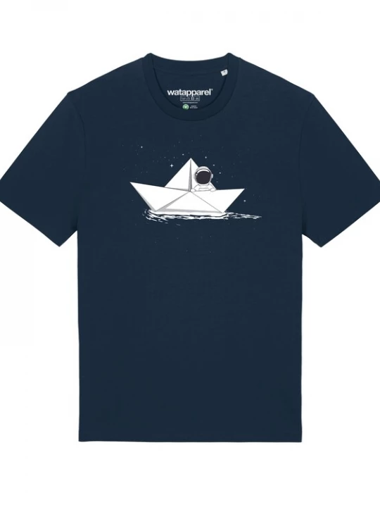 Foto van product Watapparel Shirt 'Astronaut in paper boat' navy / antraciet / donkergrijs / wit