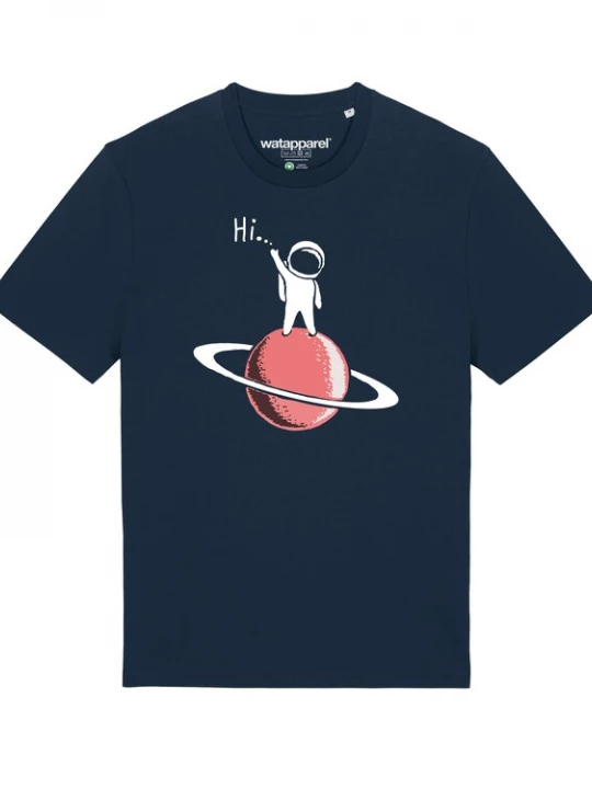 Foto van product Watapparel Shirt 'Astronaut says Hi' donkerblauw / pink / wit