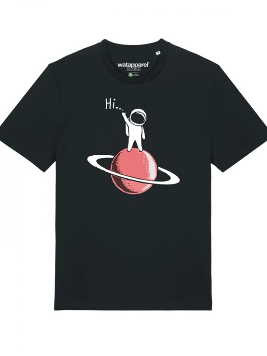 Foto van product Watapparel Shirt ' Astronaut says Hi ' gemengde kleuren / zwart