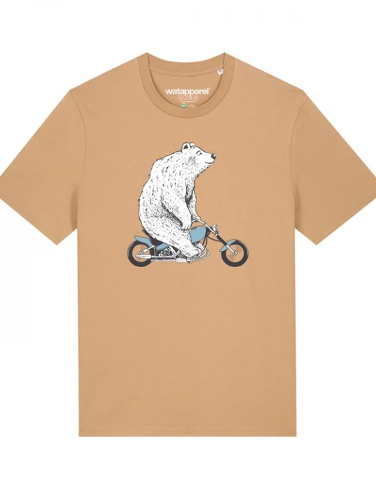 Foto van product Watapparel Shirt ' Bär auf Bike ' beige / gemengde kleuren