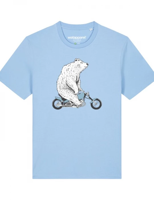 Foto van product Watapparel Shirt ' Bär auf Bike ' lichtblauw / gemengde kleuren
