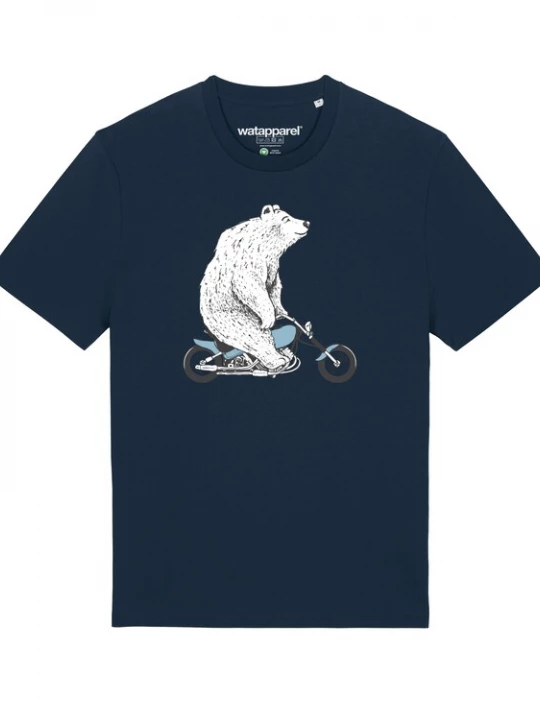 Foto van product Watapparel Shirt 'Bär auf Bike' navy / grijs / zwart / wit