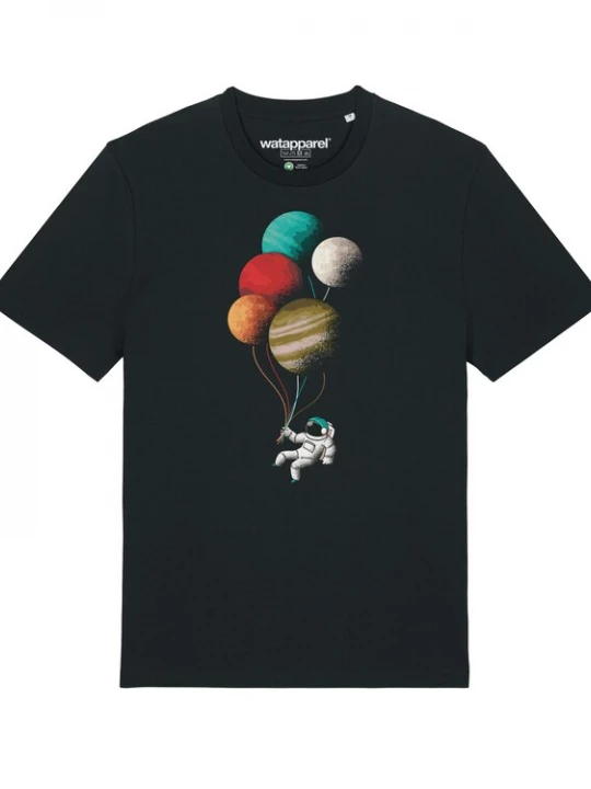 Foto van product Watapparel Shirt 'Balloon Spaceman' blauw / zwart / wit