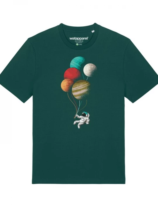 Foto van product Watapparel Shirt 'Balloon Spaceman' donkergroen / rood / wit