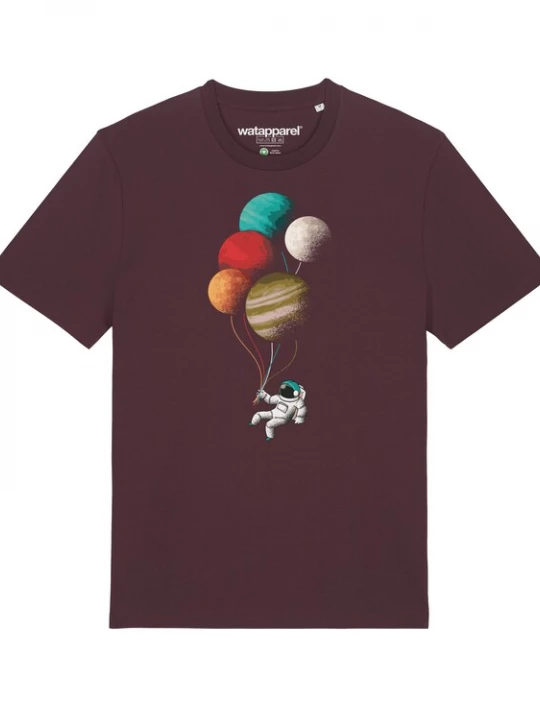 Foto van product Watapparel Shirt ' Balloon Spaceman ' gemengde kleuren / donkerrood