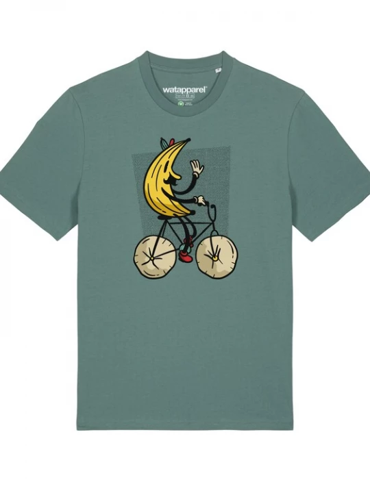 Foto van product Watapparel Shirt 'Banana Rider' beige / geel / groen / zwart