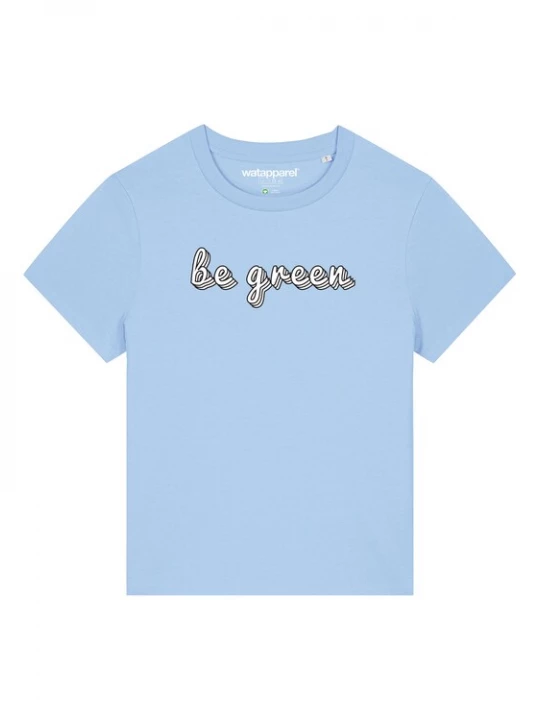 Foto van product Watapparel Shirt 'Be green' lichtblauw / zwart / wit