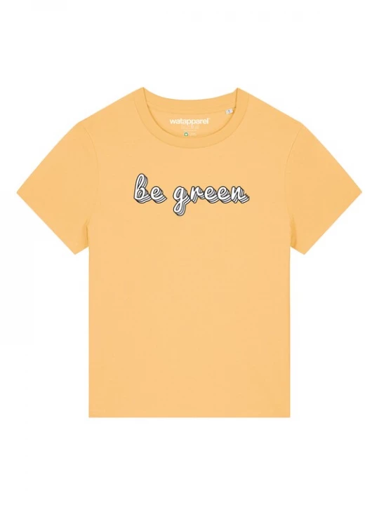 Foto van product Watapparel Shirt 'Be green' lichtgeel / zwart / wit