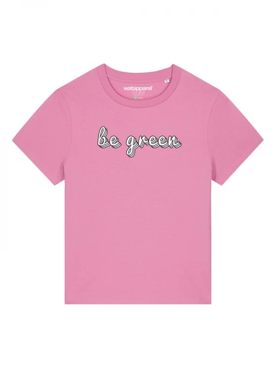 Foto van product Watapparel Shirt 'Be green' rosa / zwart / wit
