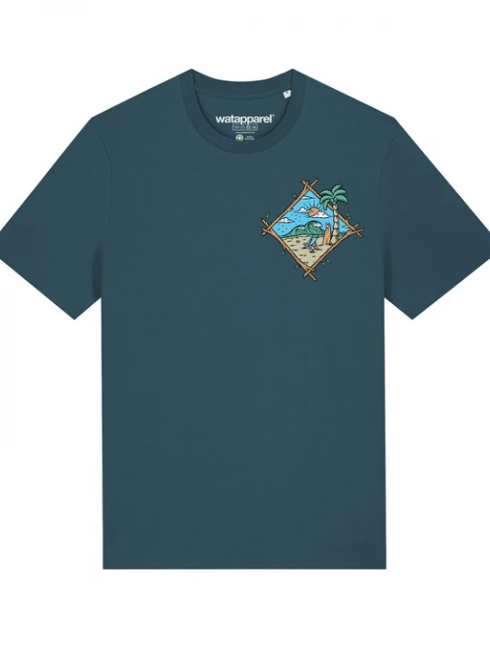 Foto van product Watapparel Shirt ' Beach is calling ' petrol / gemengde kleuren