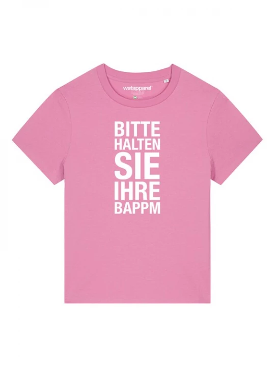 Foto van product Watapparel Shirt 'Bitte Halten Sie Ihre Bappm' rosa / wit