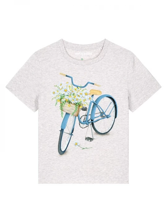 Foto van product Watapparel Shirt 'Blaues Damenrad' blauw / lichtgeel / wit gemêleerd