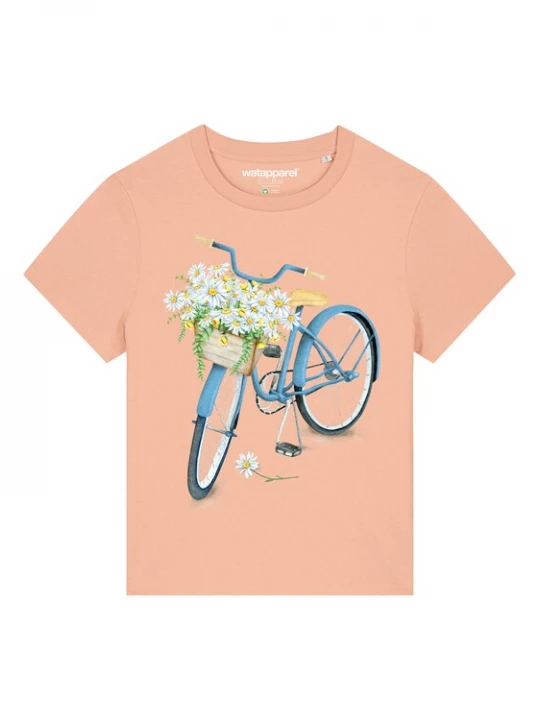Foto van product Watapparel Shirt ' Blaues Damenrad ' gemengde kleuren / abrikoos