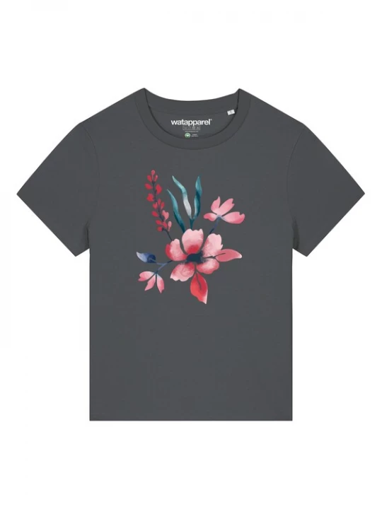 Foto van product Watapparel Shirt 'Blume in Wasserfarbe 01' antraciet / groen / appel