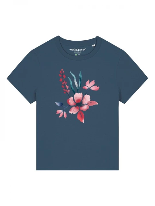 Foto van product Watapparel Shirt 'Blume in Wasserfarbe 01' groen / petrol / rosa