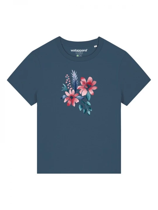 Foto van product Watapparel Shirt 'Blume in Wasserfarbe 02' groen / petrol / pink