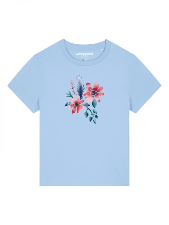 Foto van product Watapparel Shirt ' Blume in Wasserfarbe 02 ' lichtblauw / gemengde kleuren