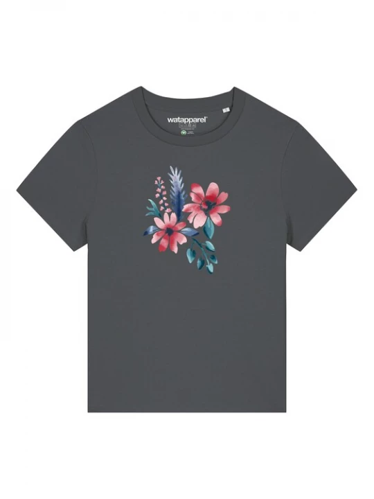 Foto van product Watapparel Shirt ' Blume in Wasserfarbe' antraciet / gemengde kleuren