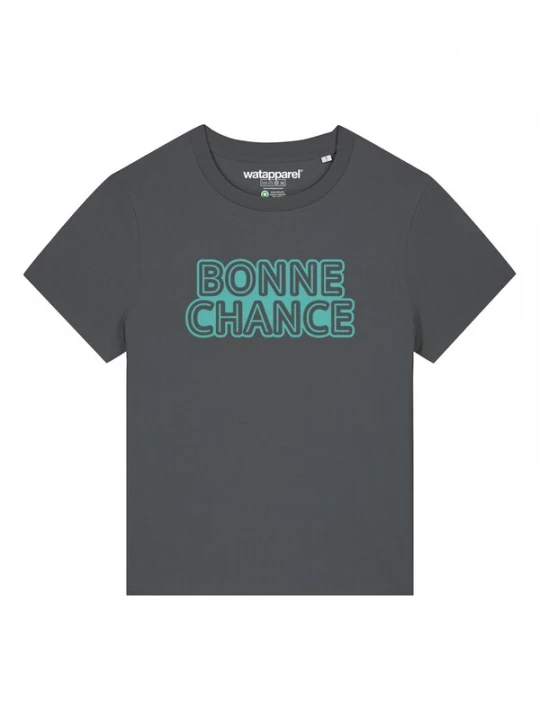 Foto van product Watapparel Shirt 'Bonne Chance' turquoise / antraciet
