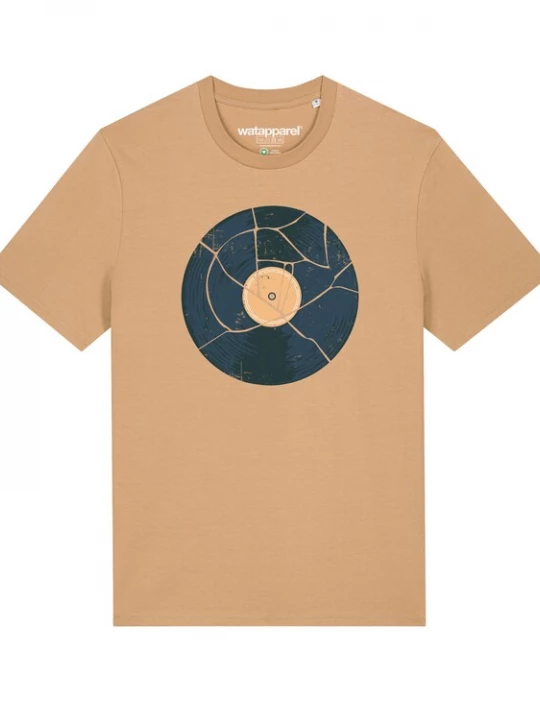 Foto van product Watapparel Shirt ' Broken Vinyl ' beige / donkerblauw