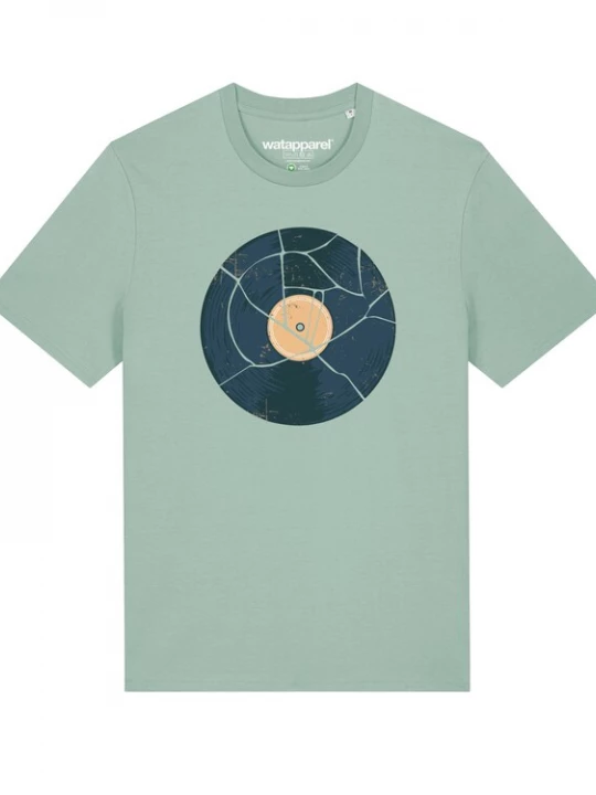 Foto van product Watapparel Shirt ' Broken Vinyl ' turquoise / gemengde kleuren