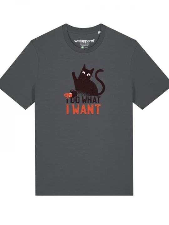 Foto van product Watapparel Shirt 'Cat' antraciet / oranjerood / zwart