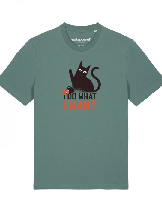 Foto van product Watapparel Shirt 'Cat' groen / donkeroranje / zwart