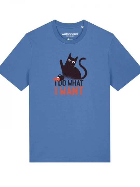 Foto van product Watapparel Shirt 'Cat' lichtblauw / oranje / zwart