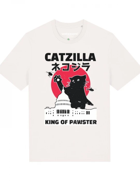 Foto van product Watapparel Shirt 'Catzilla' bloedrood / zwart / wit