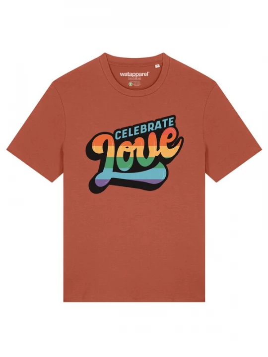 Foto van product Watapparel Shirt 'Celebrate Love' geel / oranje / roestrood / zwart