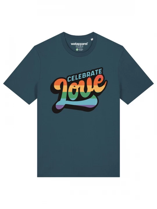 Foto van product Watapparel Shirt 'Celebrate Love' lichtblauw / groen / petrol / donkeroranje