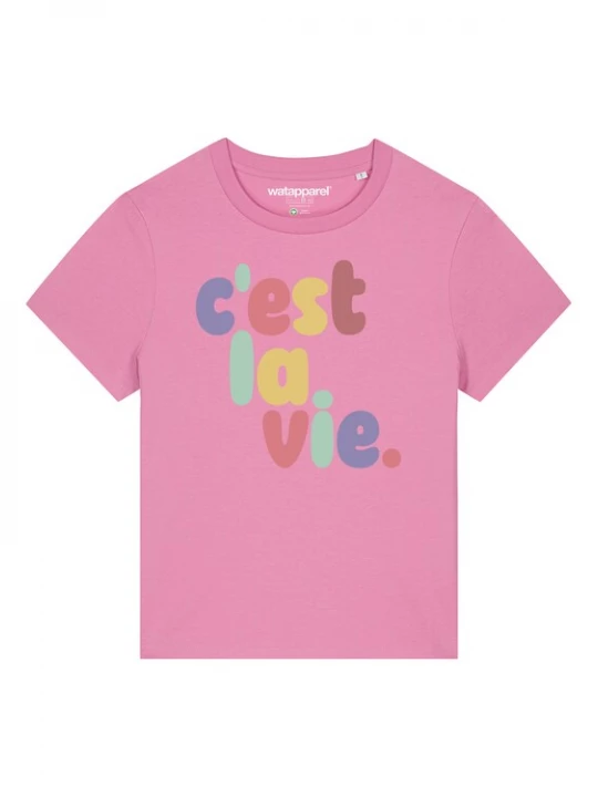 Foto van product Watapparel Shirt 'c'est la vie' gemengde kleuren / rosa