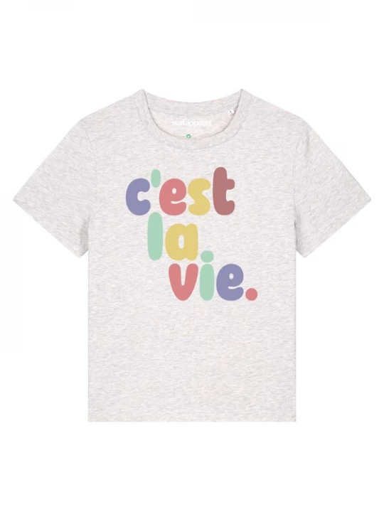 Foto van product Watapparel Shirt 'c'est la vie' lichtgrijs / gemengde kleuren