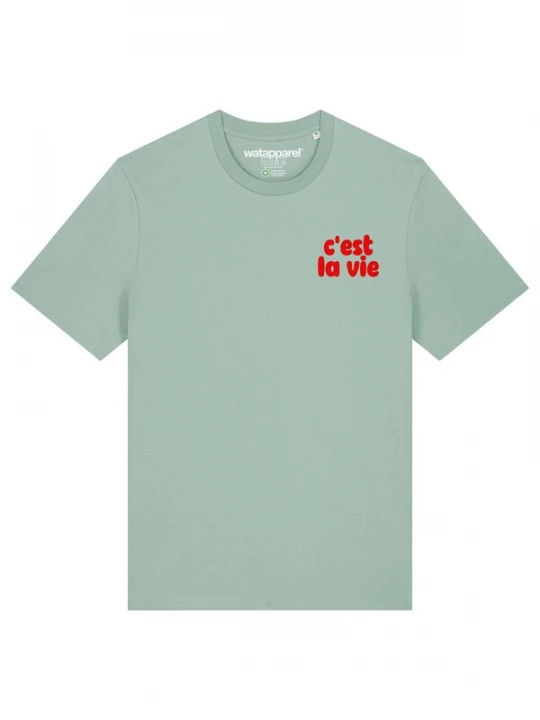 Foto van product Watapparel Shirt 'Cest La Vie' mintgroen / rood