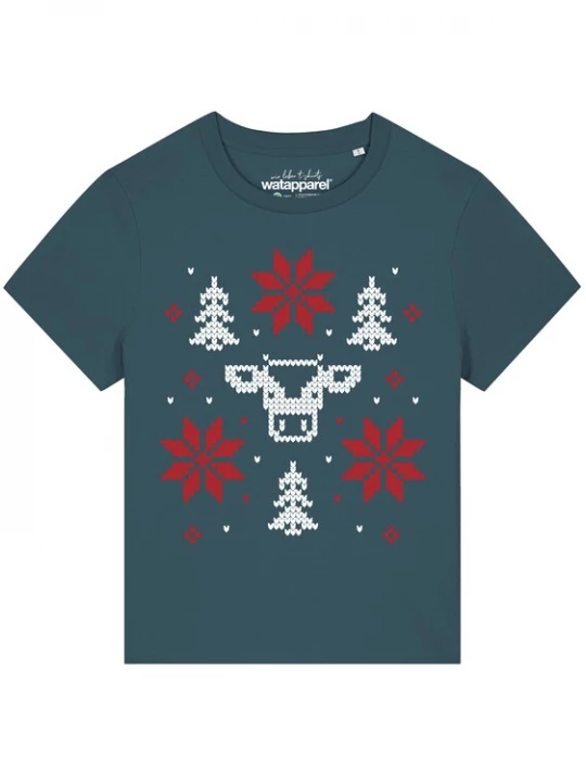 Foto van product Watapparel Shirt 'Christmas With Love' petrol / rood / wit