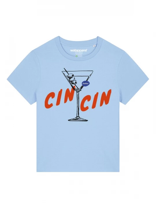 Foto van product Watapparel Shirt 'Cin Cin' lichtblauw / rood / zwart