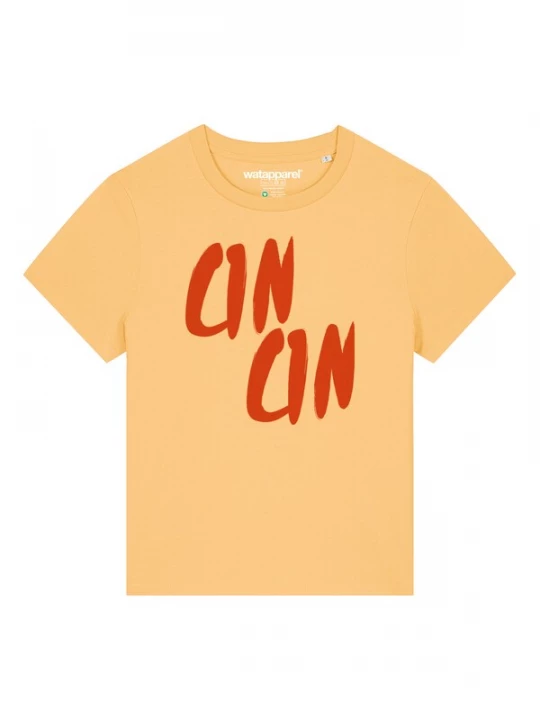 Foto van product Watapparel Shirt 'Cin Cin' lichtgeel / roestrood