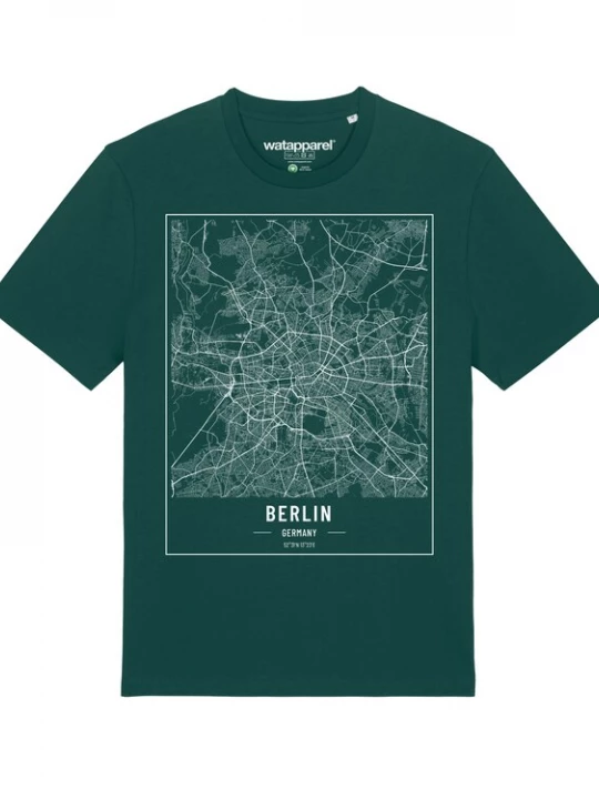 Foto van product Watapparel Shirt ' City maps Berlin Landkarte ' donkergroen / wit