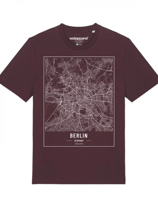 Foto van product Watapparel Shirt ' City maps Berlin Landkarte ' gemengde kleuren / donkerrood