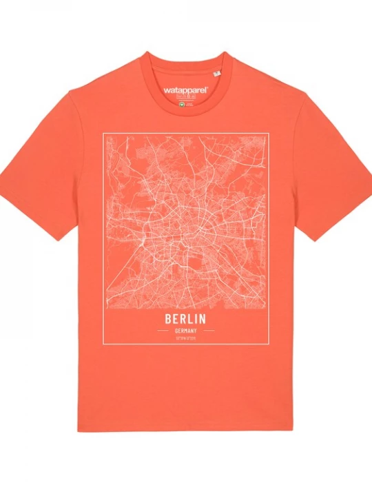 Foto van product Watapparel Shirt ' City maps Berlin Landkarte ' oranje / wit