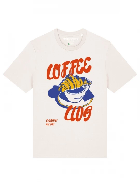 Foto van product Watapparel Shirt 'Coffee Club' donkerblauw / geel / rood / wit