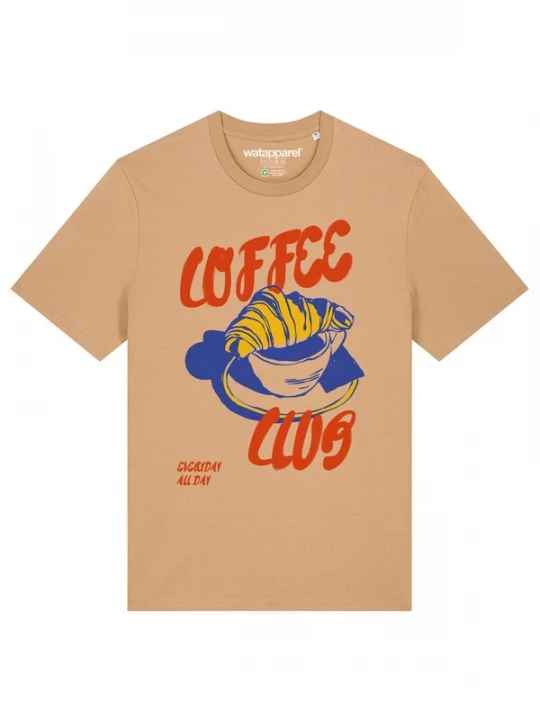 Foto van product Watapparel Shirt 'Coffee Club' lichtbeige / blauw / geel / oranje