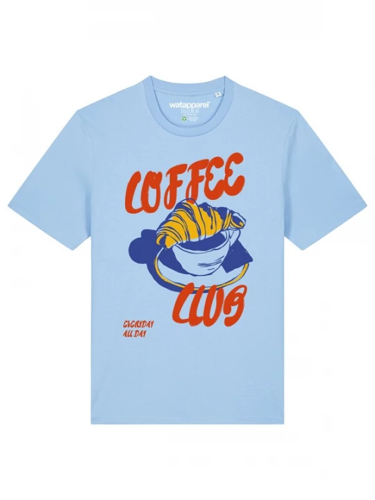 Foto van product Watapparel Shirt 'Coffee Club' lichtblauw / donkerblauw / geel / rood
