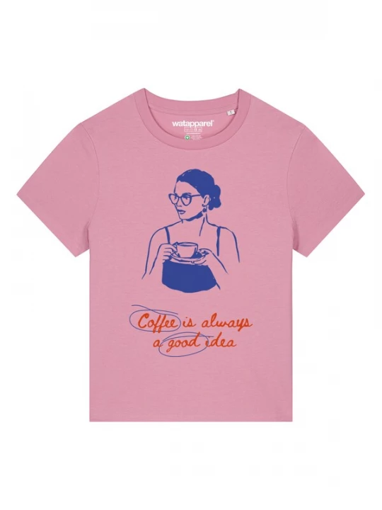 Foto van product Watapparel Shirt 'Coffee is a good idea' blauw / rosa / rood