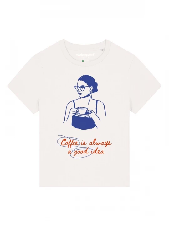 Foto van product Watapparel Shirt 'Coffee Is A Good Idea' donkerblauw / rood / wit